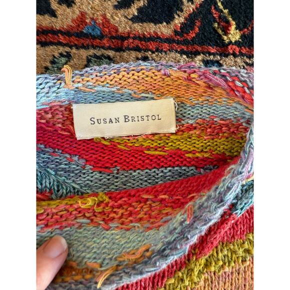 Vintage 80s 90s Sweater Medium Susan Bristol Handmade Cottagecore floral - Picture 3 of 11